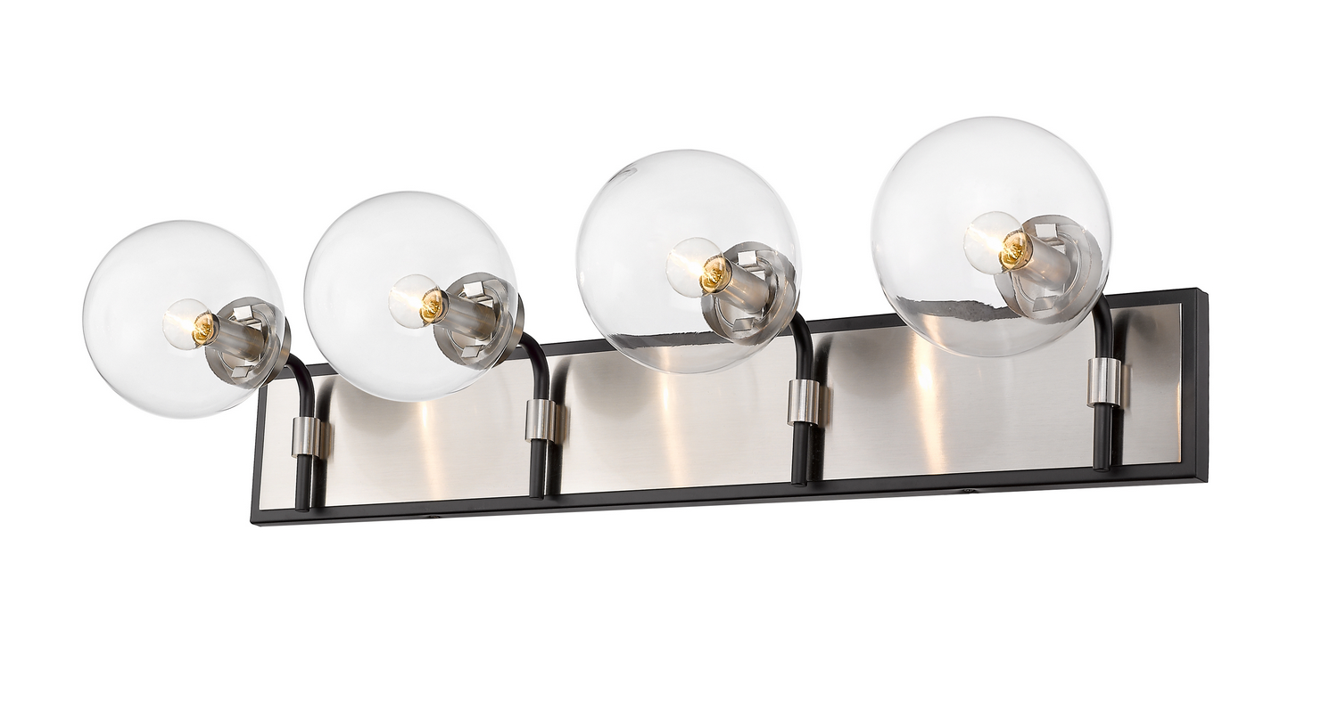 Four Light Vanity by Z-Lite - Parsons Collection, Matte Black + Brushed Nickel Finish - 477-4V-MB-BN
