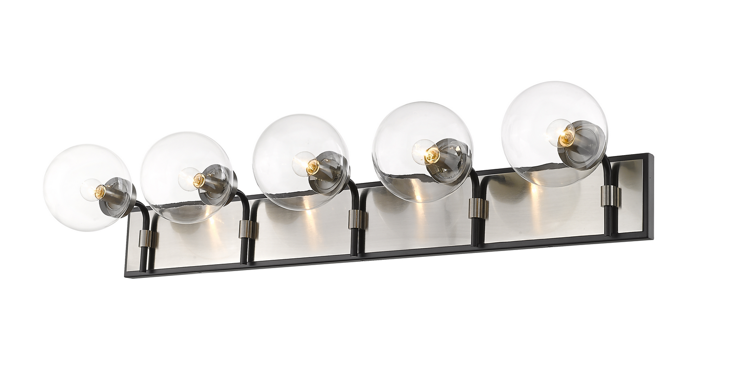 Five Light Vanity by Z-Lite - Parsons Collection, Matte Black + Brushed Nickel Finish - 477-5V-MB-BN