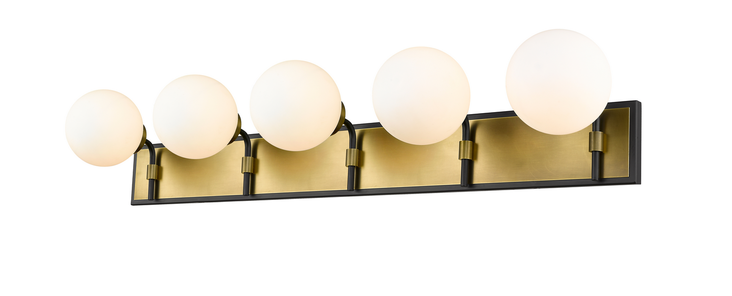 Five Light Vanity by Z-Lite - Parsons Collection, Matte Black + Olde Brass Finish - 477-5V-MB-OBR