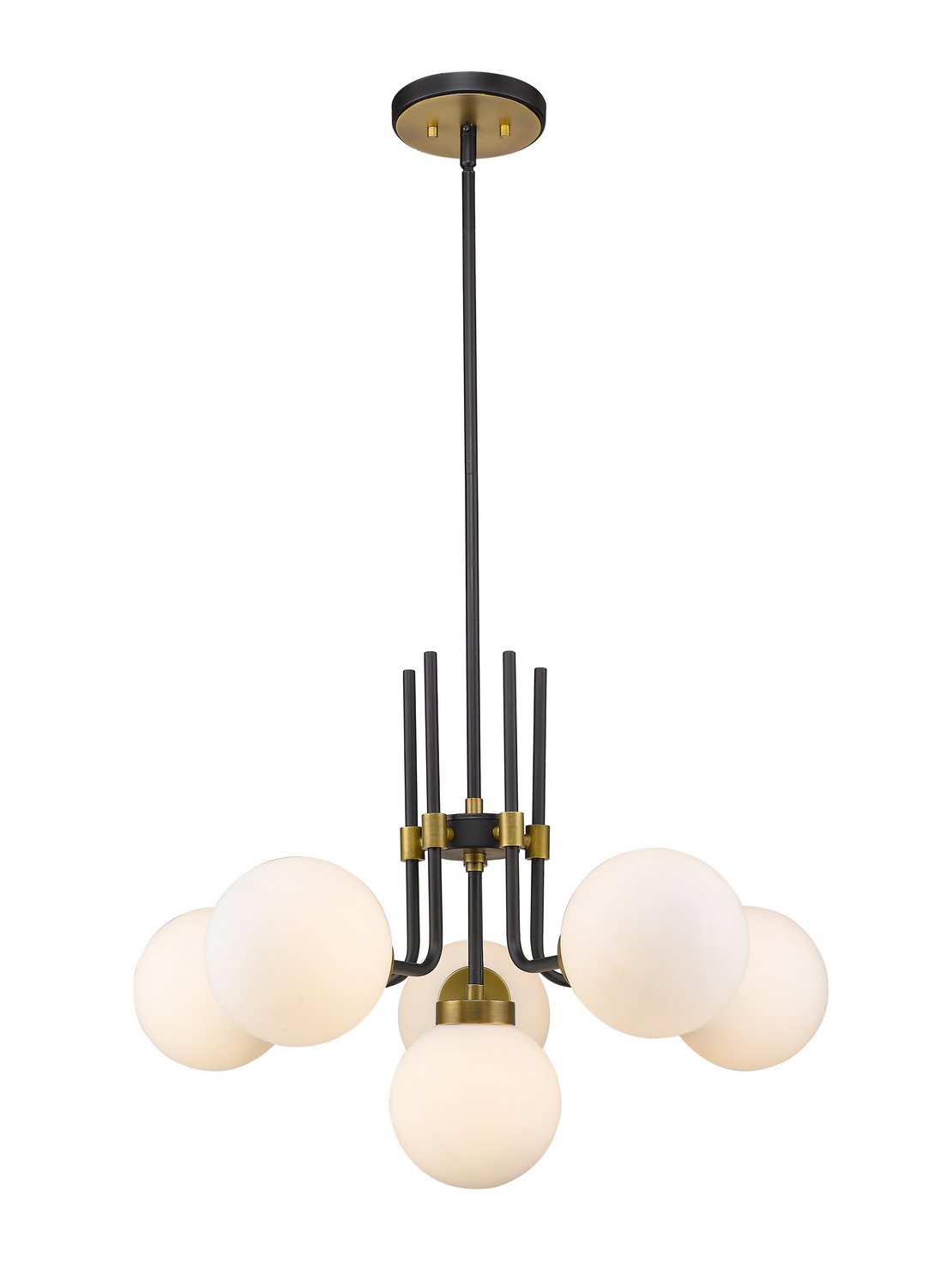 Six Light Chandelier by Z-Lite - Parsons Collection, Matte Black + Olde Brass Finish - 477-6MB-OBR