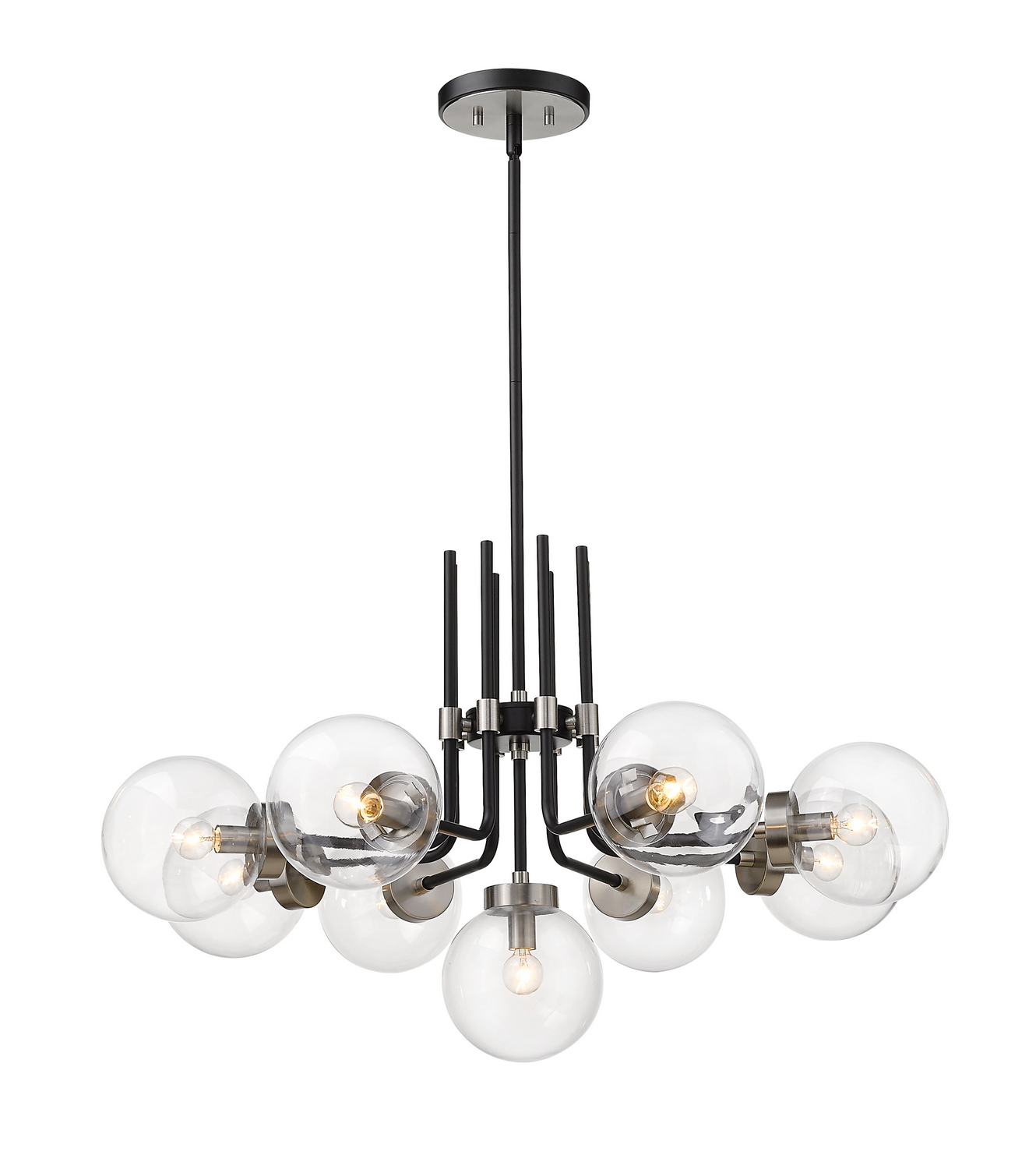 Nine Light Chandelier by Z-Lite - Parsons Collection, Matte Black + Brushed Nickel Finish - 477-9MB-BN