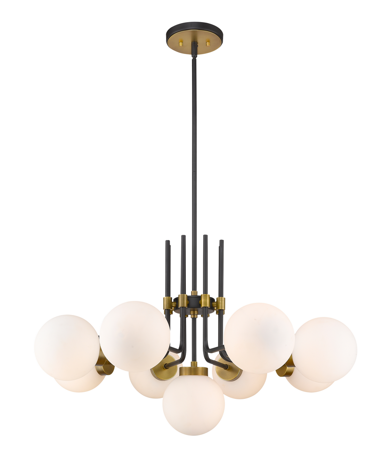 Nine Light Chandelier by Z-Lite - Parsons Collection, Matte Black + Olde Brass Finish - 477-9MB-OBR