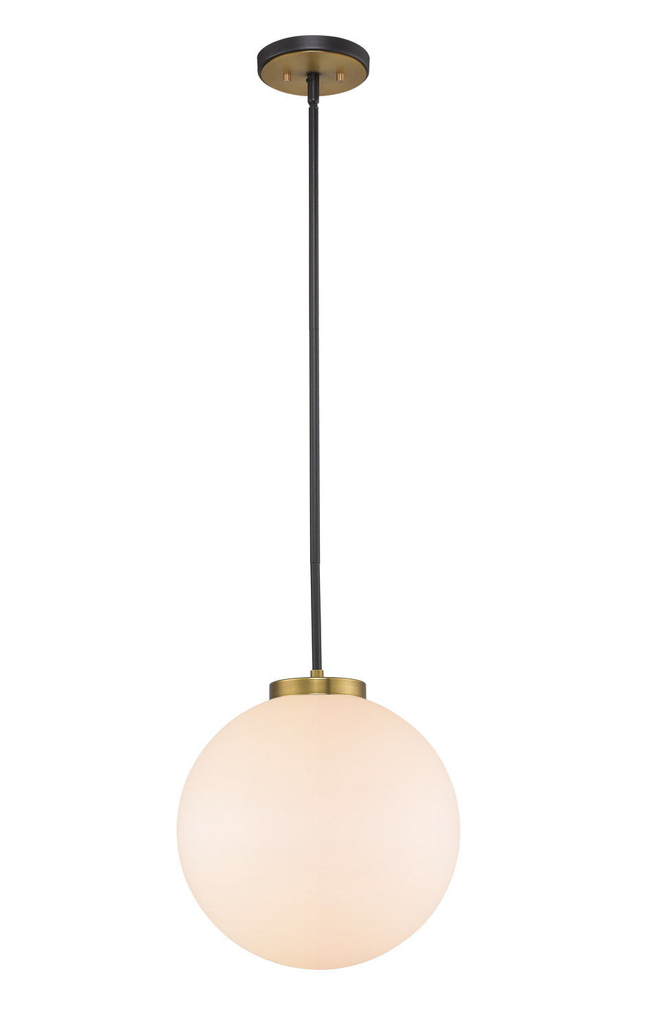 One Light Pendant by Z-Lite - Parsons Collection, Matte Black + Olde Brass Finish - 477P14-MB-OBR