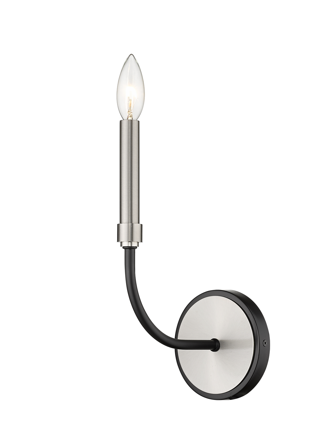 One Light Wall Sconce by Z-Lite - Haylie Collection, Matte Black + Brushed Nickel Finish - 479-1S-MB-BN