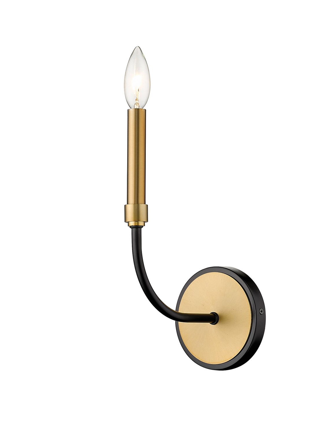 One Light Wall Sconce by Z-Lite - Haylie Collection, Matte Black + Olde Brass Finish - 479-1S-MB-OBR