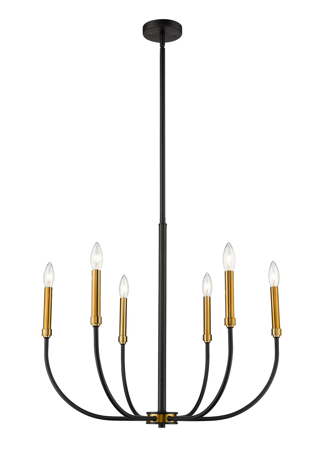 Six Light Chandelier by Z-Lite - Haylie Collection, Matte Black + Olde Brass Finish - 479-6MB-OBR