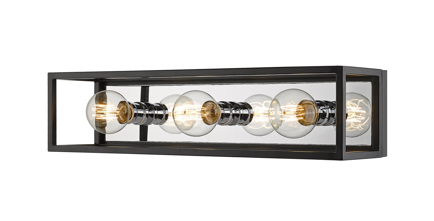 Three Light Vanity by Z-Lite - Kube Collection, Matte Black + Chrome Finish - 480-3V-MB-CH