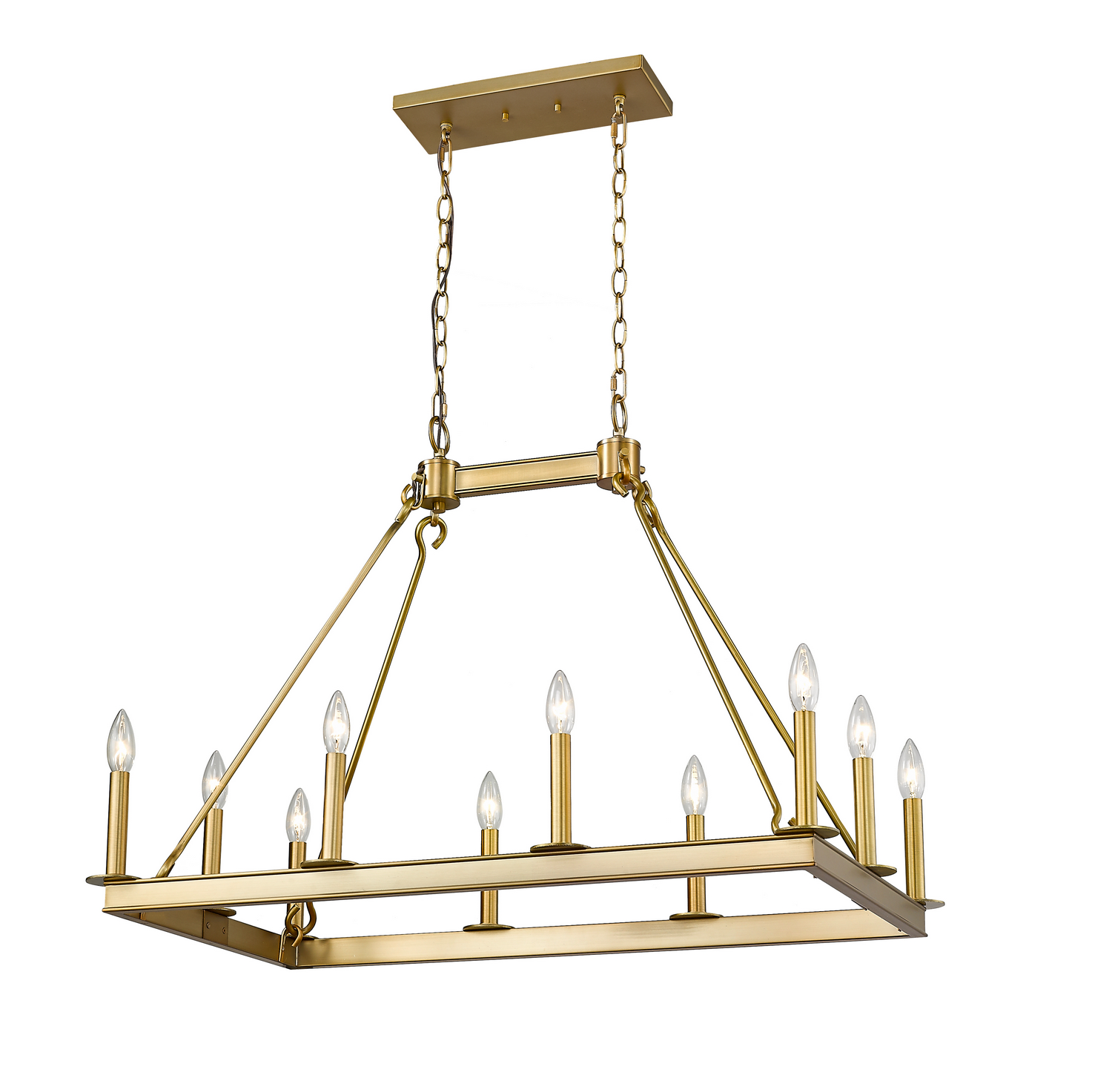 Ten Light Linear Chandelier by Z-Lite - Barclay Collection, Olde Brass Finish - 482-10L-OBR