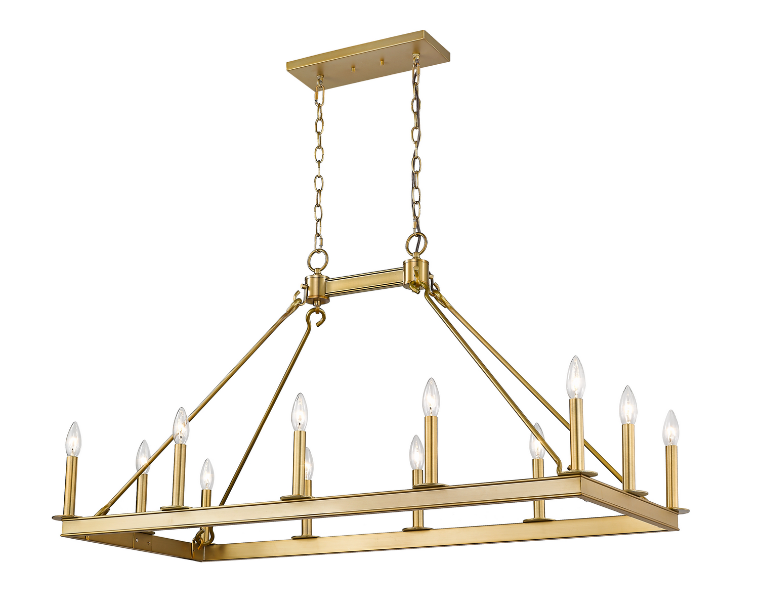 12 Light Linear Chandelier by Z-Lite - Barclay Collection, Olde Brass Finish - 482-12L-OBR