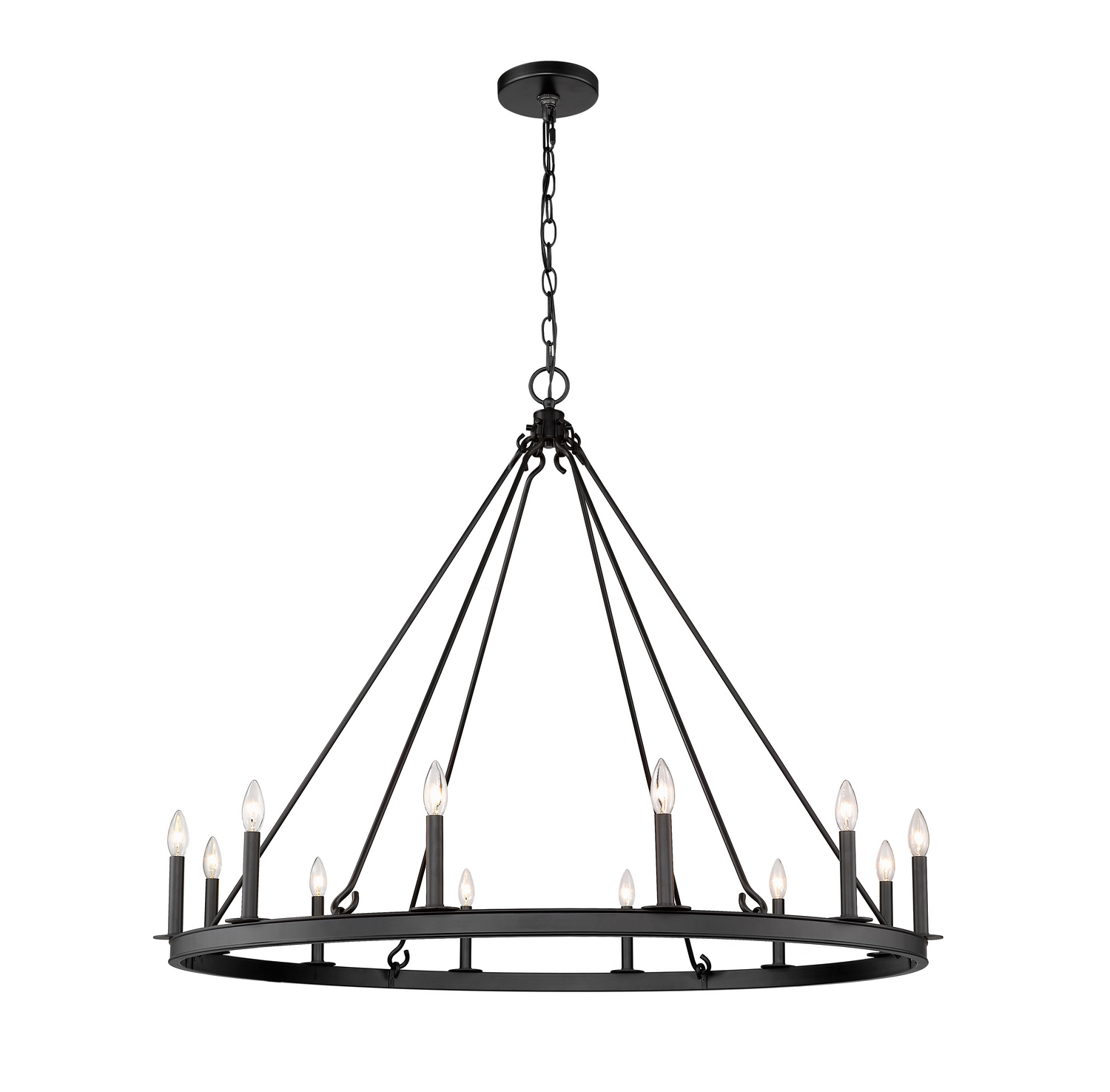 12 Light Chandelier by Z-Lite - Barclay Collection, Matte Black Finish - 482R-12MB