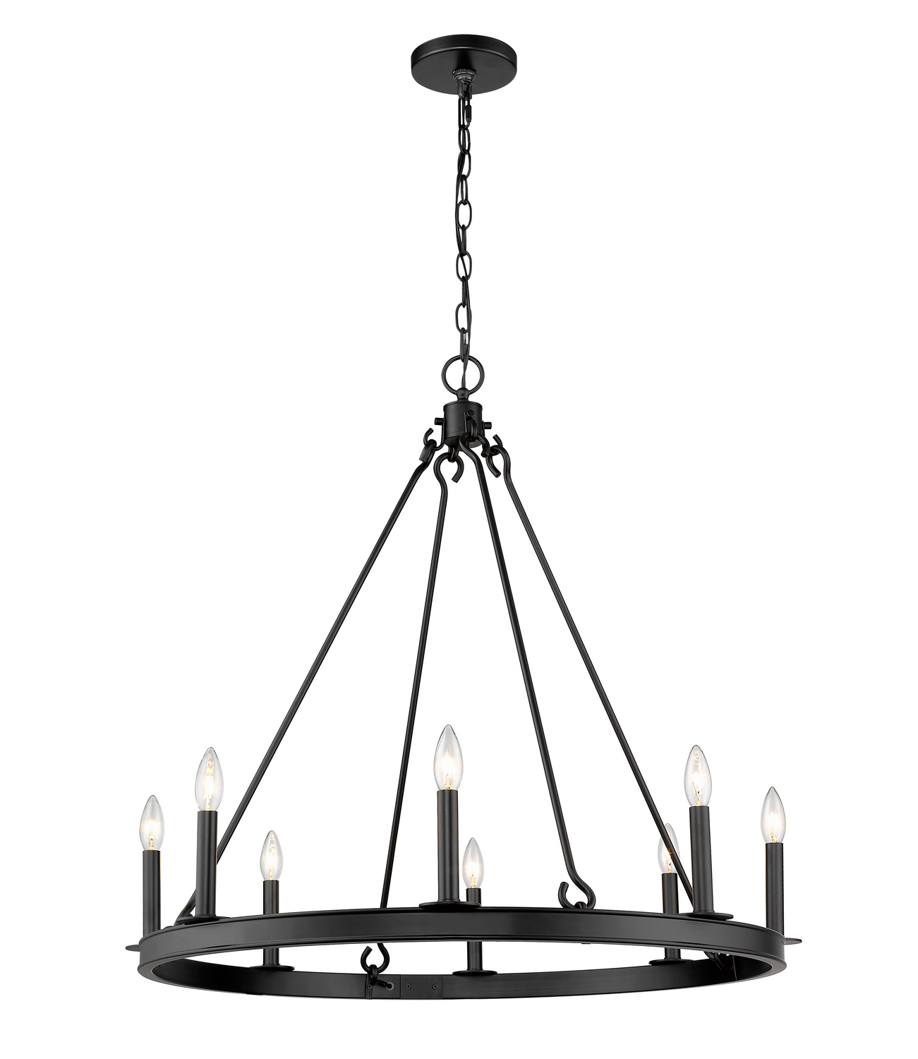 Eight Light Chandelier by Z-Lite - Barclay Collection, Matte Black Finish - 482R-8MB