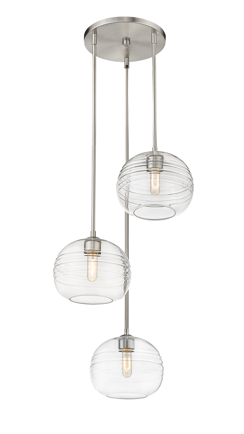 Three Light Chandelier by Z-Lite - Harmony Collection, Brushed Nickel Finish - 486P10-3R-BN