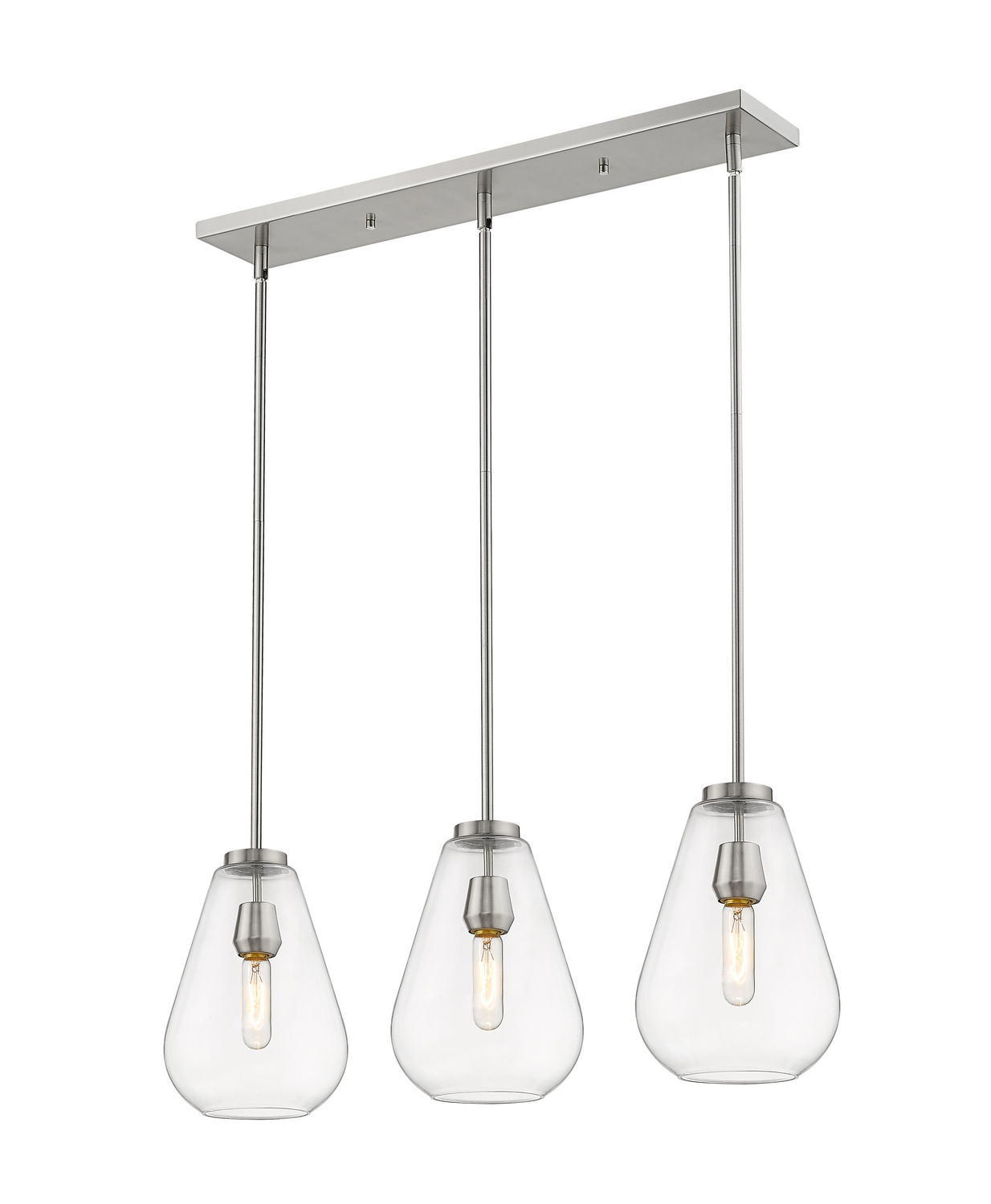Three Light Linear Chandelier by Z-Lite - Ayra Collection, Brushed Nickel Finish - 488P8-3L-BN