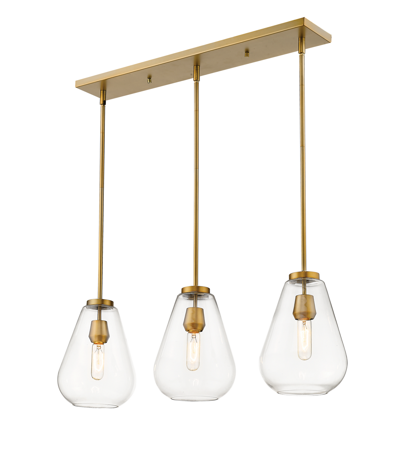 Three Light Linear Chandelier by Z-Lite - Ayra Collection, Olde Brass Finish - 488P8-3L-OBR