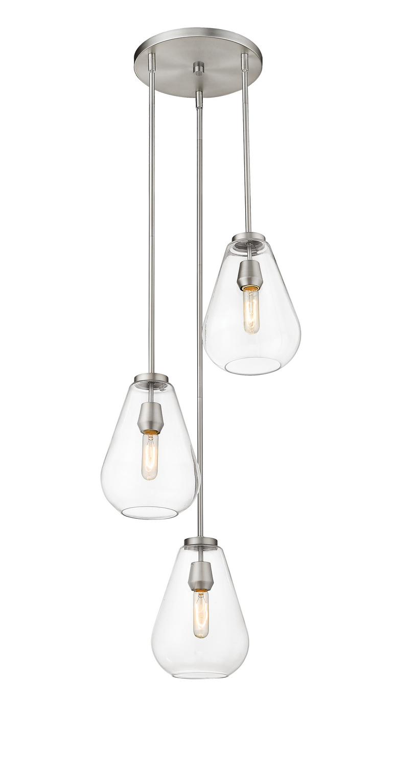 Three Light Chandelier by Z-Lite - Ayra Collection, Brushed Nickel Finish - 488P8-3R-BN