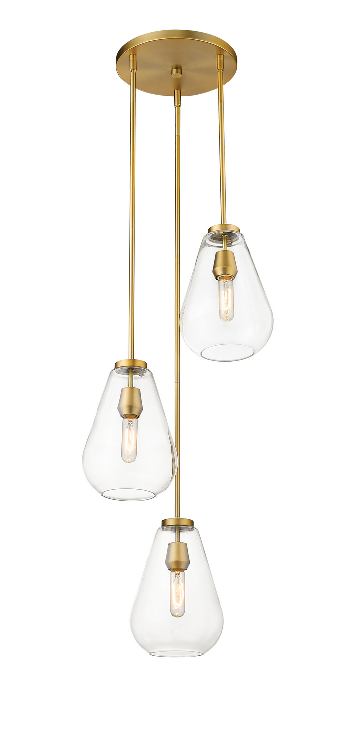 Three Light Chandelier by Z-Lite - Ayra Collection, Olde Brass Finish - 488P8-3R-OBR