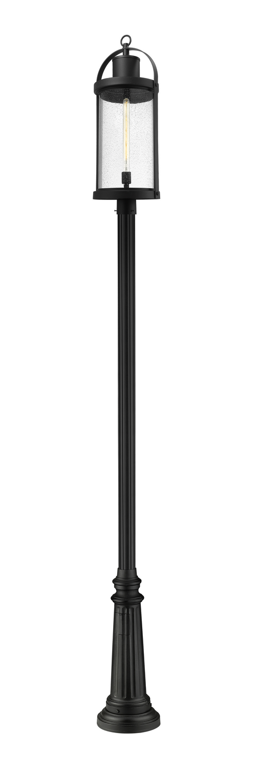One Light Outdoor Post Mounted Fixture by Z-Lite - Roundhouse Collection, Black Finish - 569PHXL-511P-BK