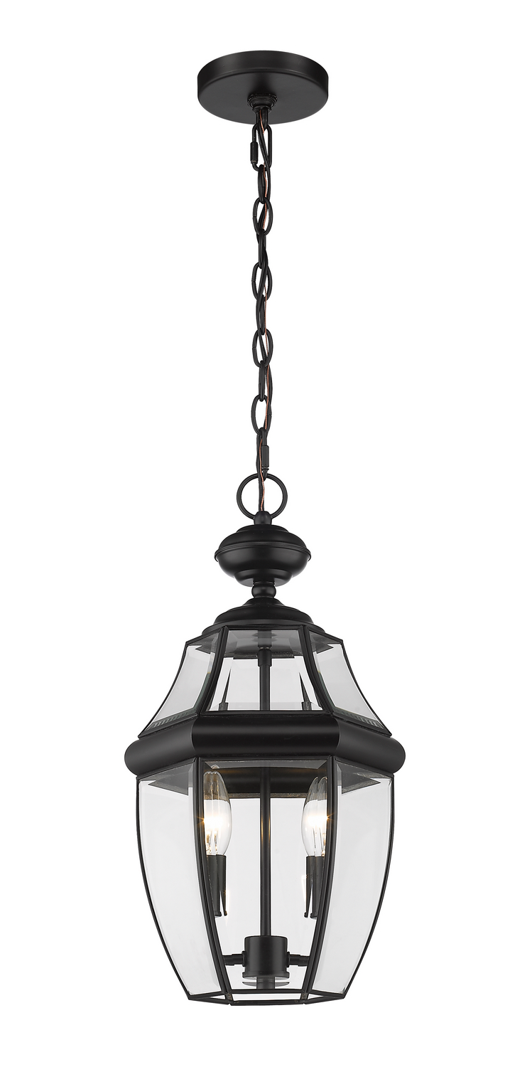 Two Light Outdoor Chain Mount Ceiling Fixture by Z-Lite - Westover Collection, Black Finish - 580CHM-BK