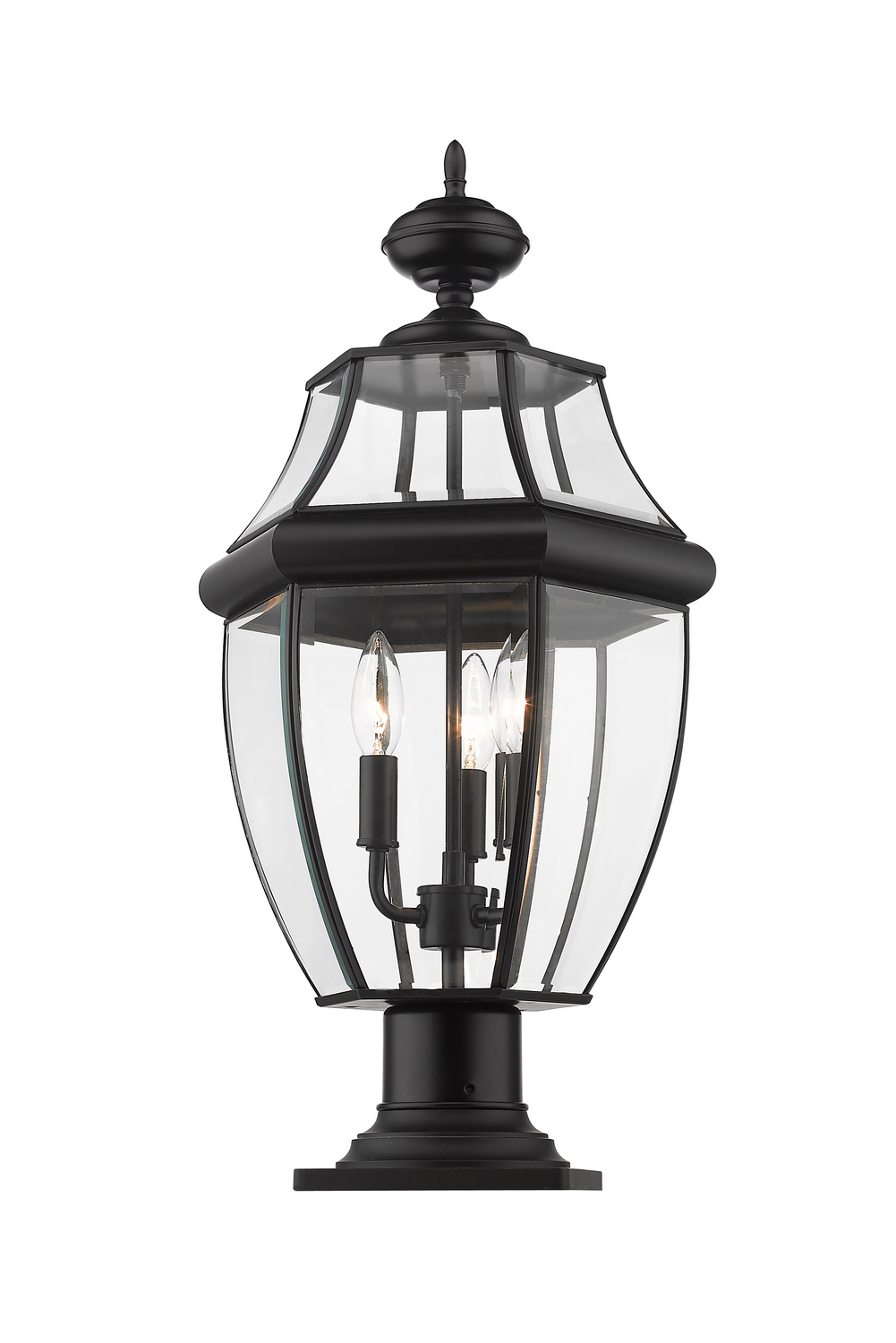 Three Light Outdoor Pier Mounted Fixture by Z-Lite - Westover Collection, Black Finish - 580PHB-533PM-BK
