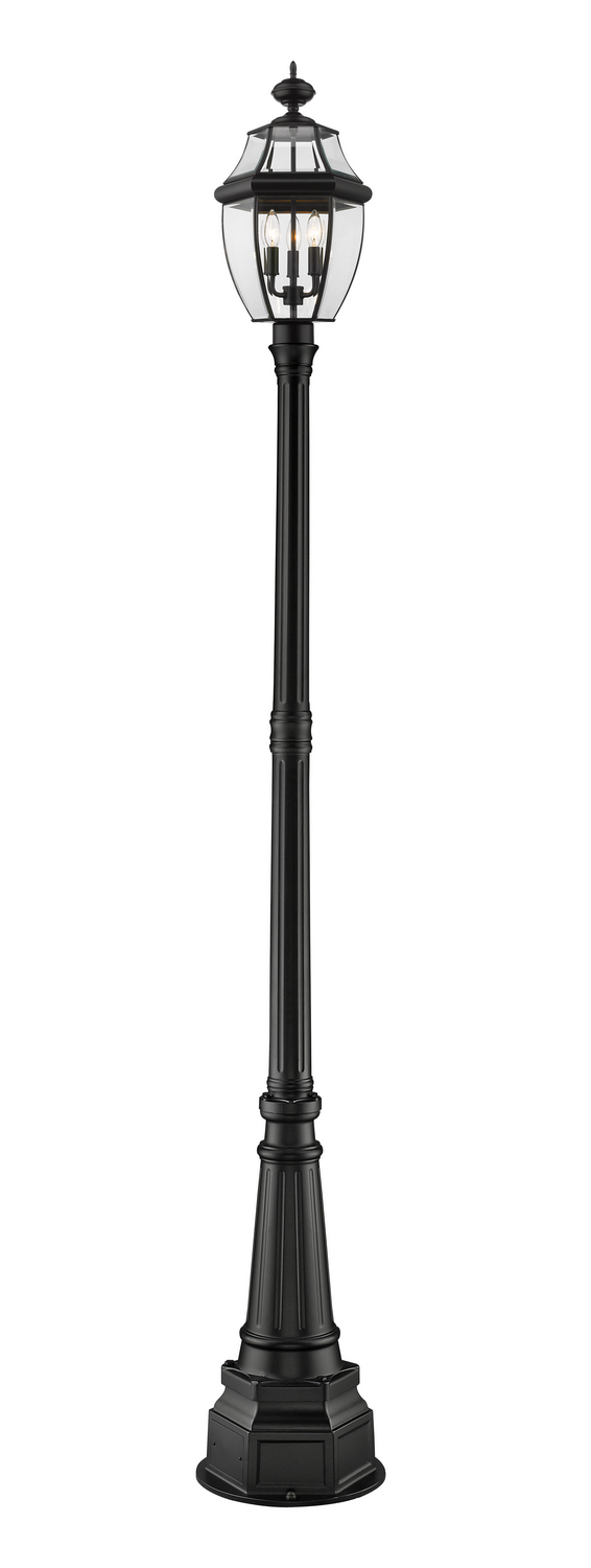 Three Light Outdoor Post Mounted Fixture by Z-Lite - Westover Collection, Black Finish - 580PHB-564P-BK