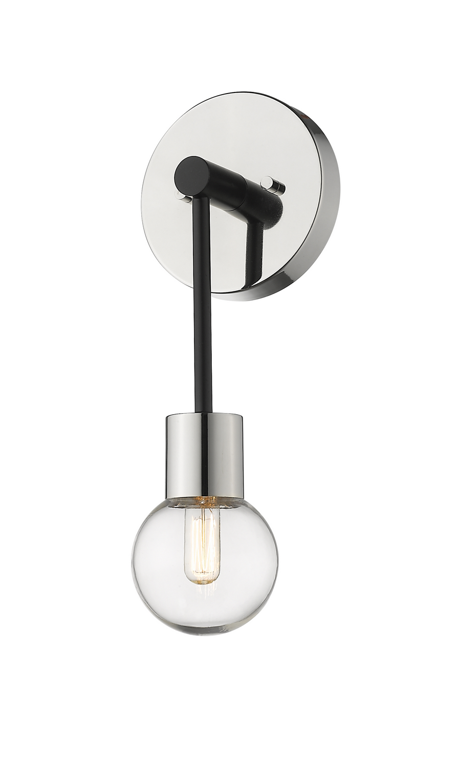One Light Wall Sconce by Z-Lite - Neutra Collection, Matte Black + Polished Nickel Finish - 621-1S-MB-PN
