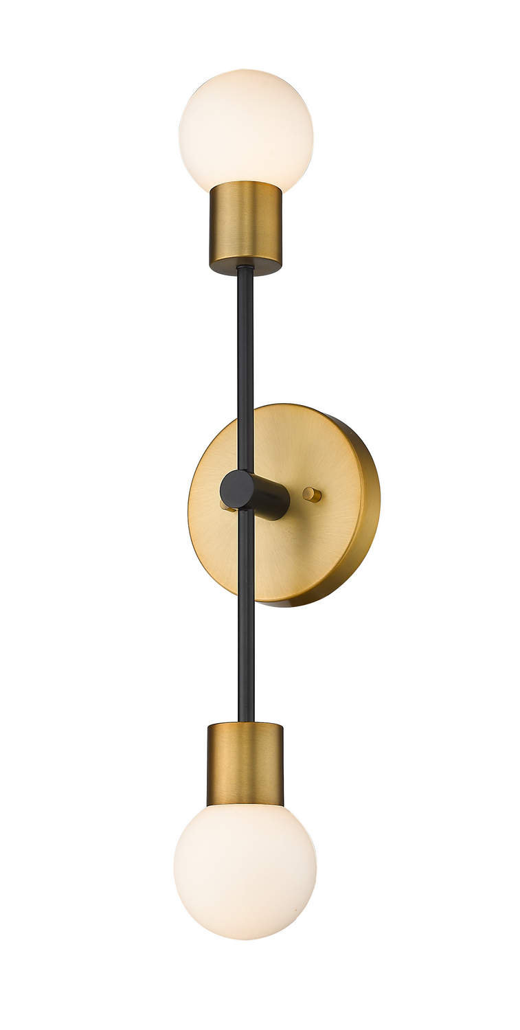 Two Light Wall Sconce by Z-Lite - Neutra Collection, Matte Black + Foundry Brass Finish - 621-2S-MB-FB