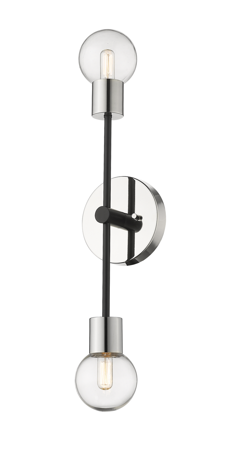 Two Light Wall Sconce by Z-Lite - Neutra Collection, Matte Black + Polished Nickel Finish - 621-2S-MB-PN