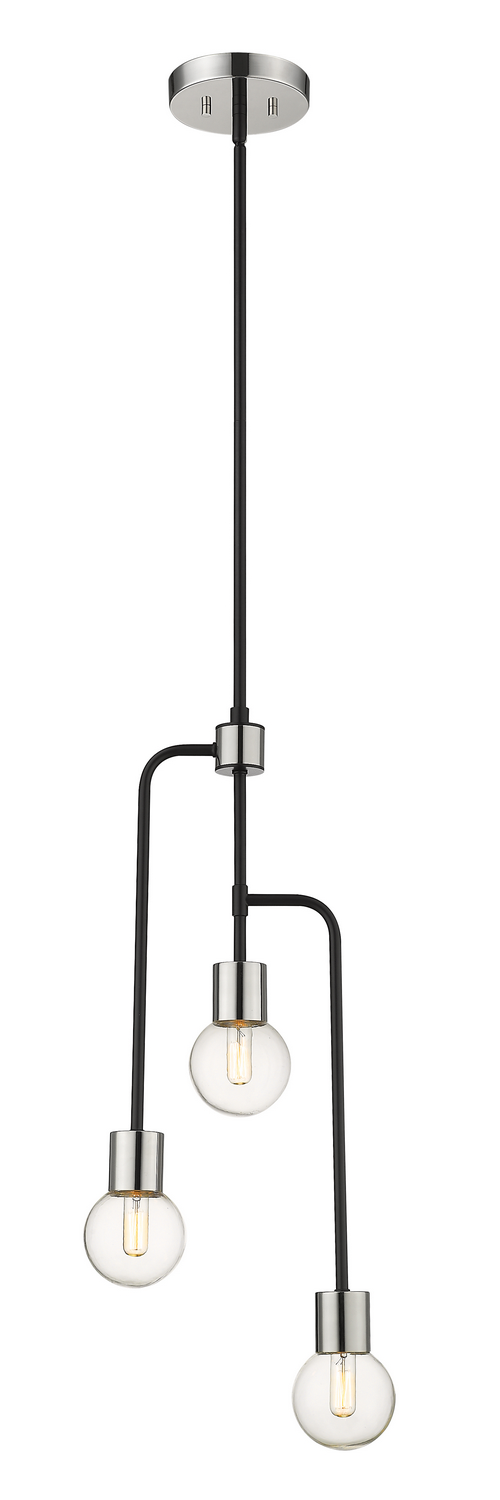 Three Light Chandelier by Z-Lite - Neutra Collection, Matte Black + Polished Nickel Finish - 621-3MB-PN