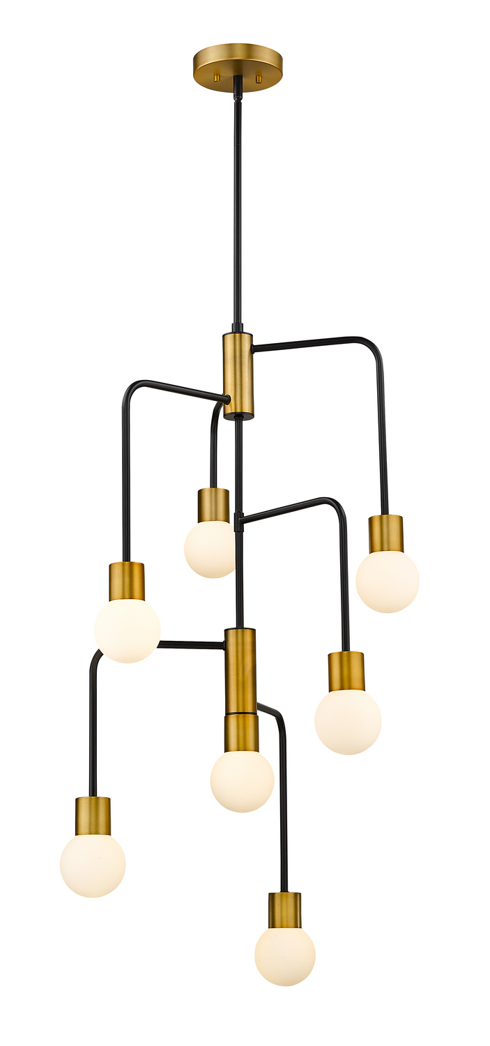 Seven Light Chandelier by Z-Lite - Neutra Collection, Matte Black + Foundry Brass Finish - 621-7MB-FB