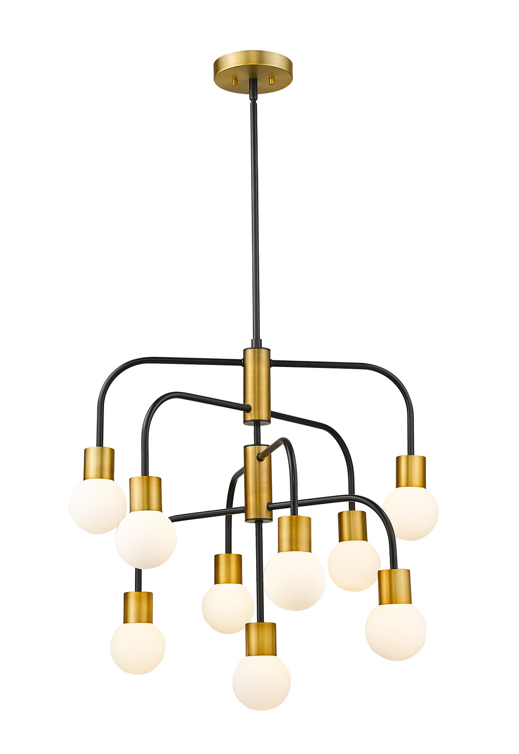 Nine Light Chandelier by Z-Lite - Neutra Collection, Matte Black + Foundry Brass Finish - 621-9MB-FB