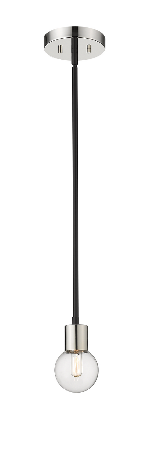One Light Pendant by Z-Lite - Neutra Collection, Matte Black + Polished Nickel Finish - 621MP-MB-PN