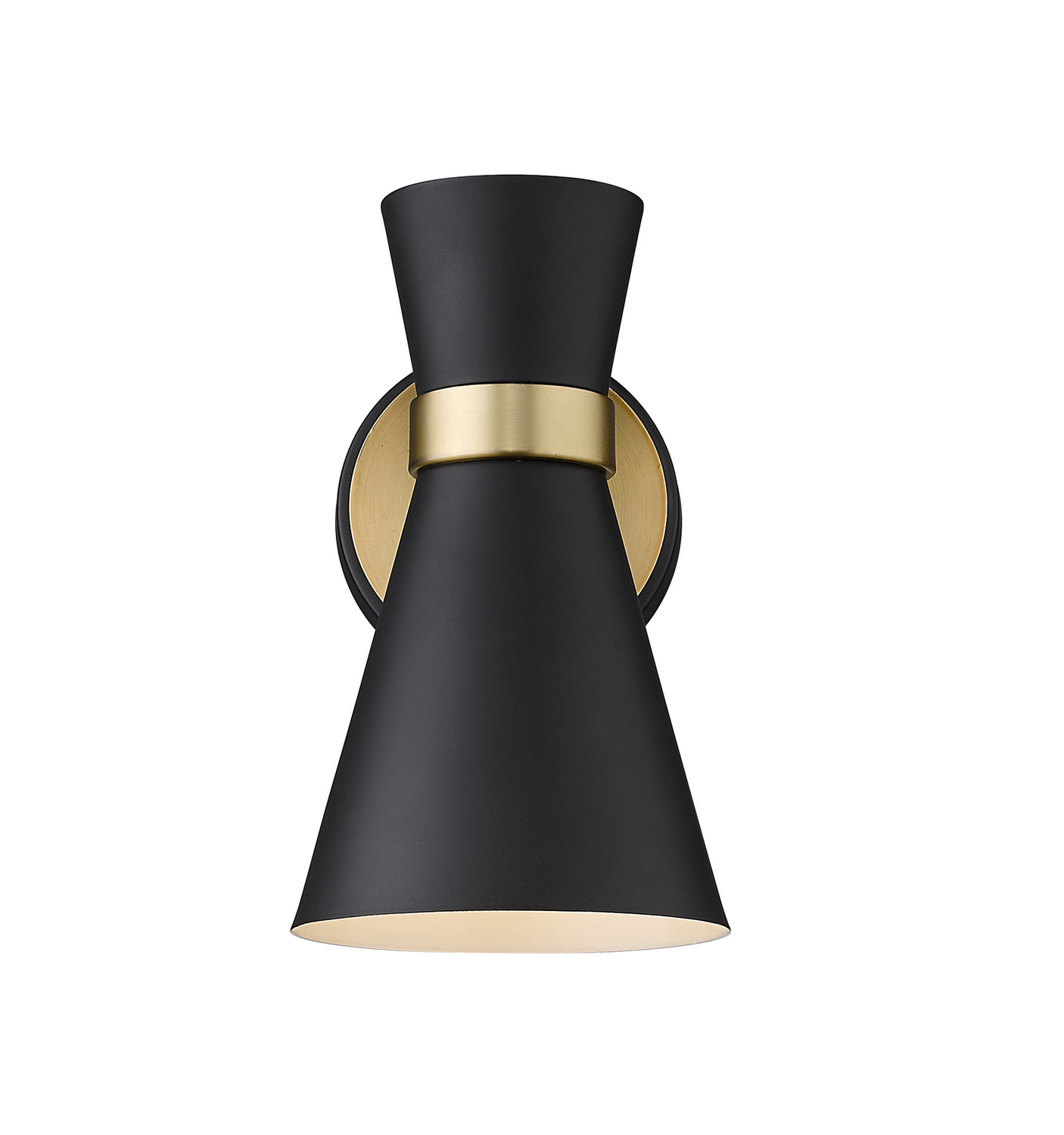 One Light Wall Sconce by Z-Lite - Soriano Collection, Matte Black + Heritage Brass Finish - 728-1S-MB-HBR