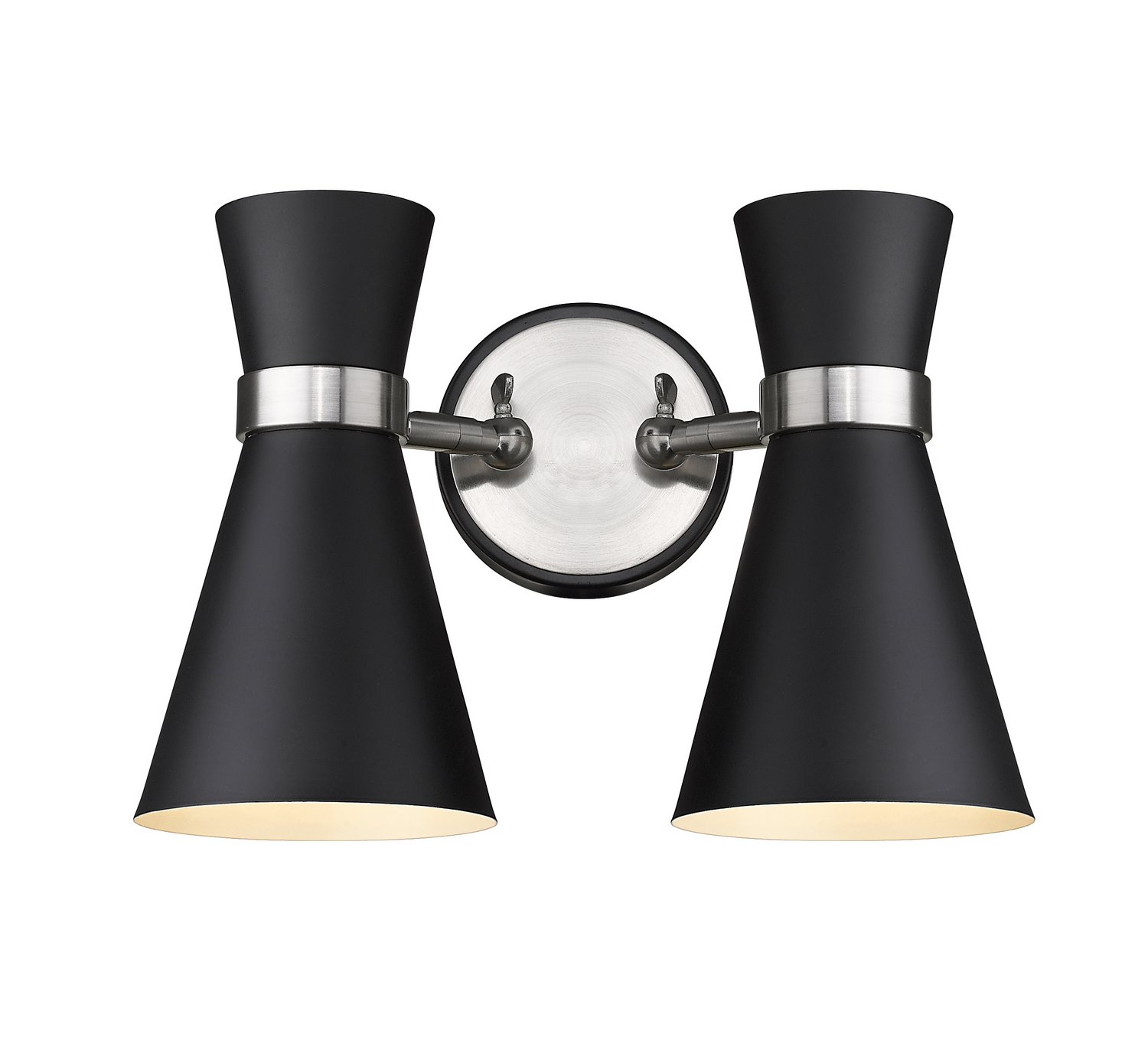 Two Light Wall Sconce by Z-Lite - Soriano Collection, Matte Black + Brushed Nickel Finish - 728-2S-MB-BN