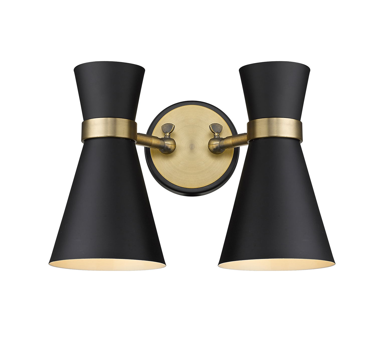 Two Light Wall Sconce by Z-Lite - Soriano Collection, Matte Black + Heritage Brass Finish - 728-2S-MB-HBR