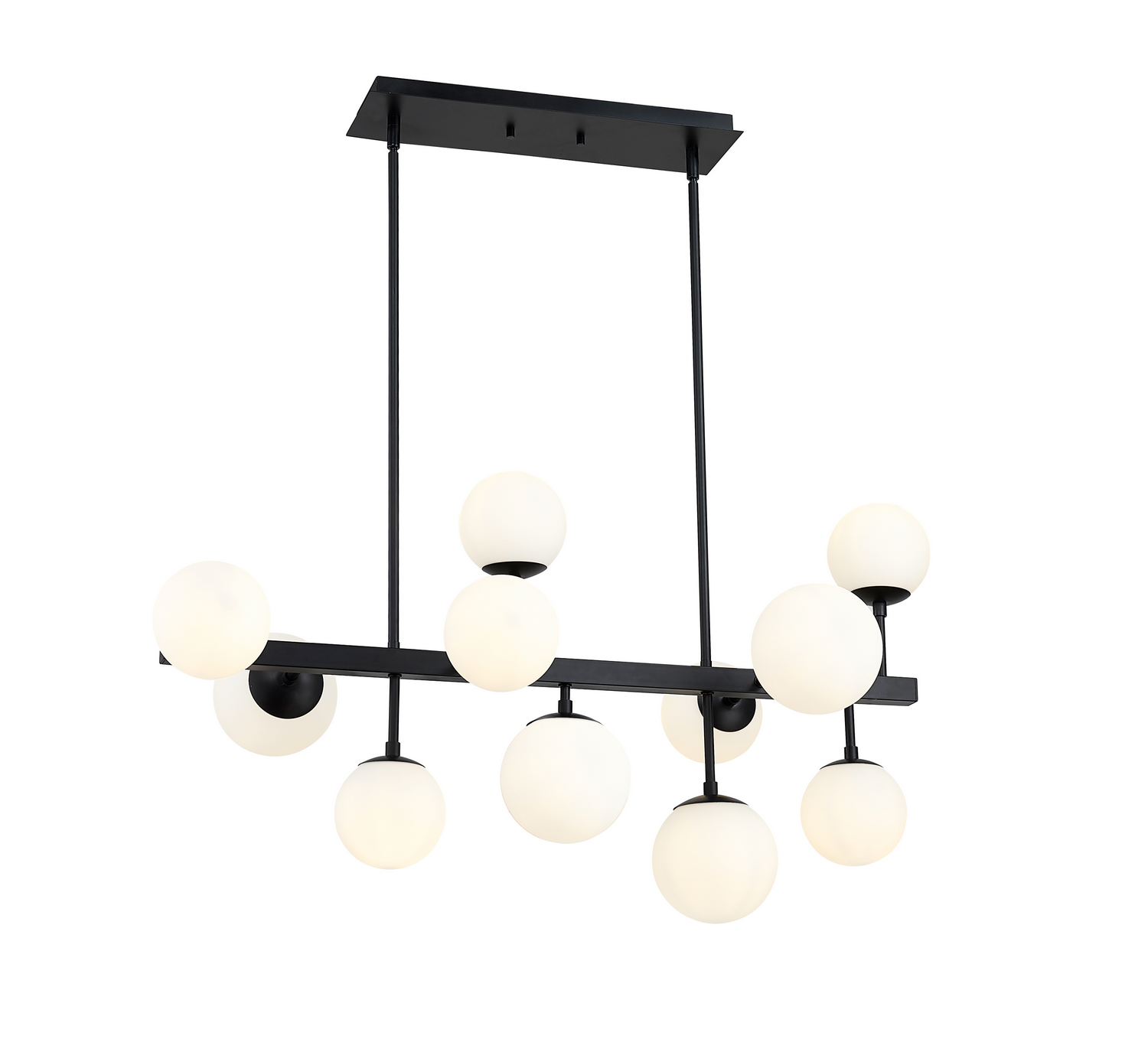 11 Light Linear Chandelier by Z-Lite - Midnetic Collection, Matte Black Finish - 730-11L-MB
