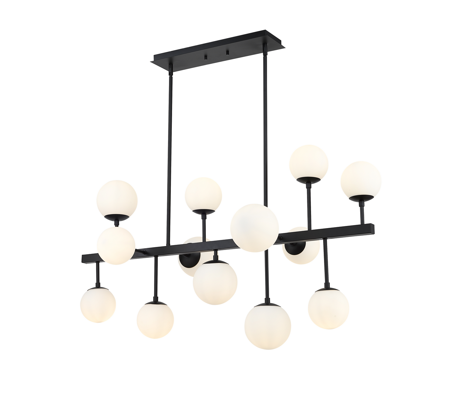 13 Light Linear Chandelier by Z-Lite - Midnetic Collection, Matte Black Finish - 730-13L-MB