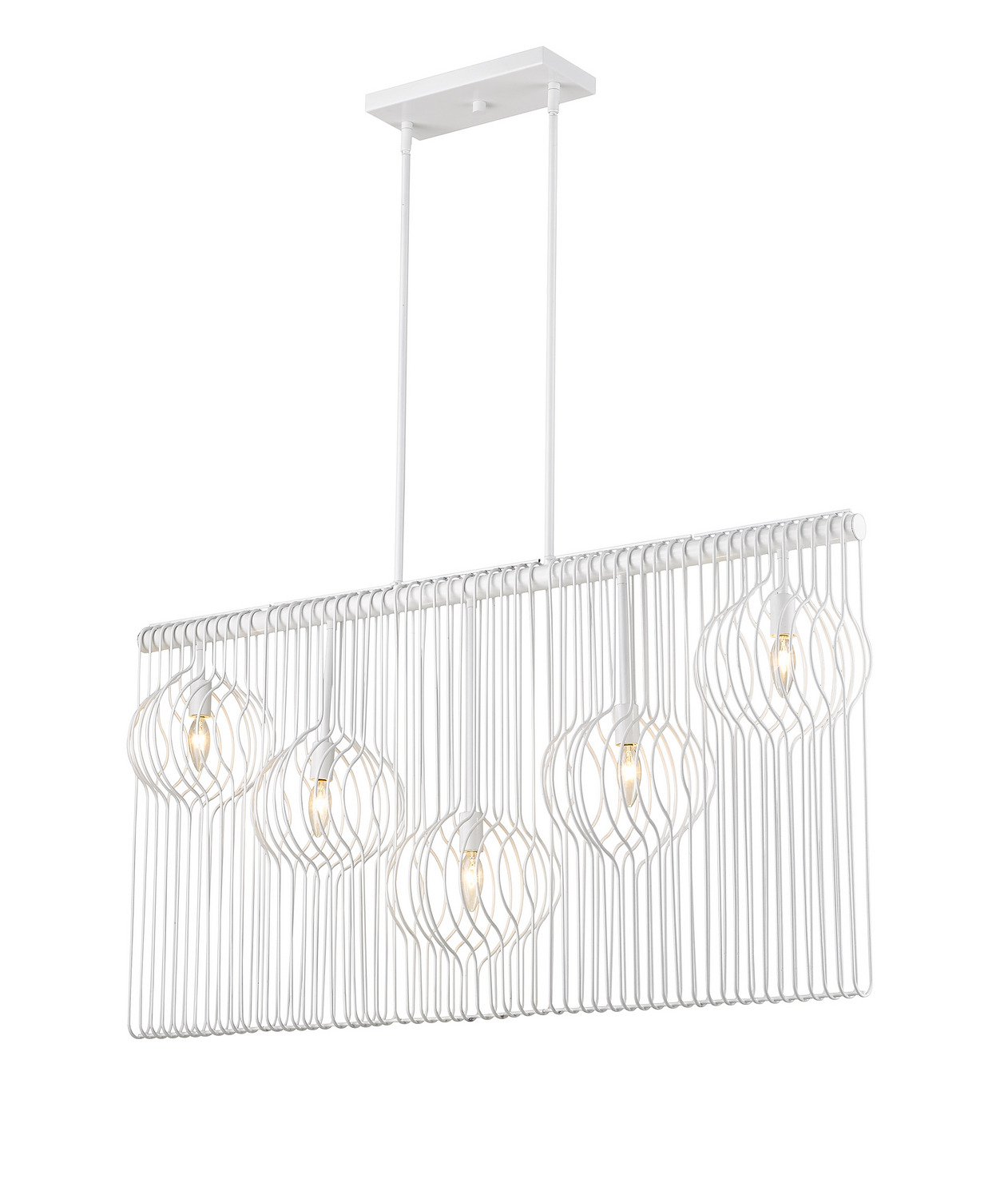 Five Light Linear Chandelier by Z-Lite - Contour Collection, White Finish - 801-5L-WH