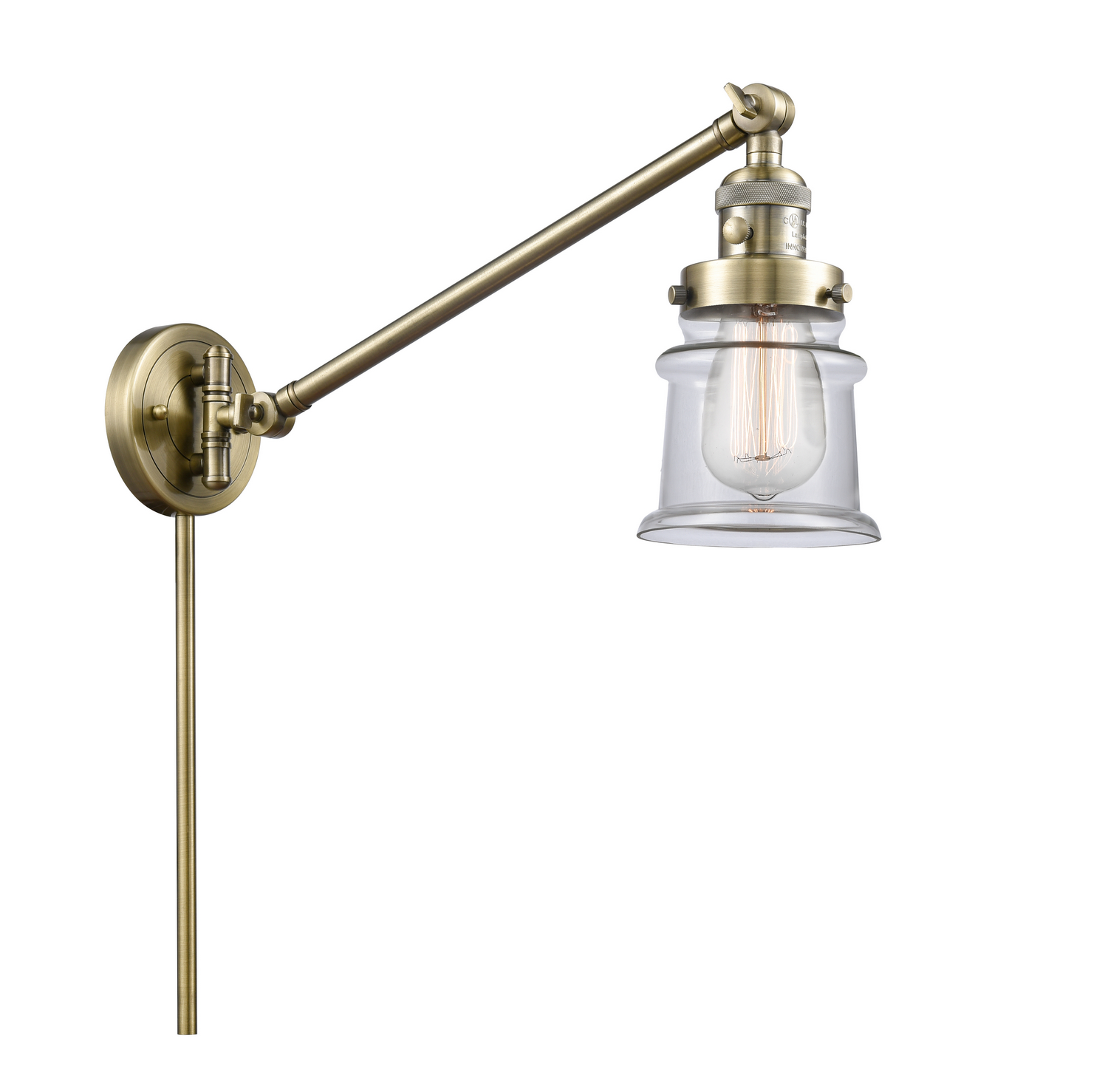 One Light Swing Arm by Innovations - Franklin Restoration Collection, Antique Brass Finish - 237-AB-G182S