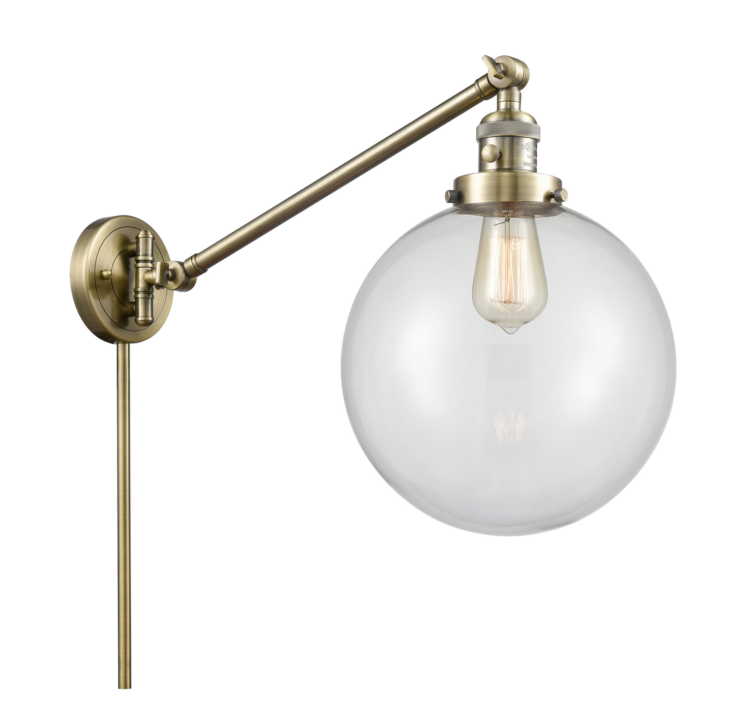 One Light Swing Arm by Innovations - Franklin Restoration Collection, Antique Brass Finish - 237-AB-G202-10