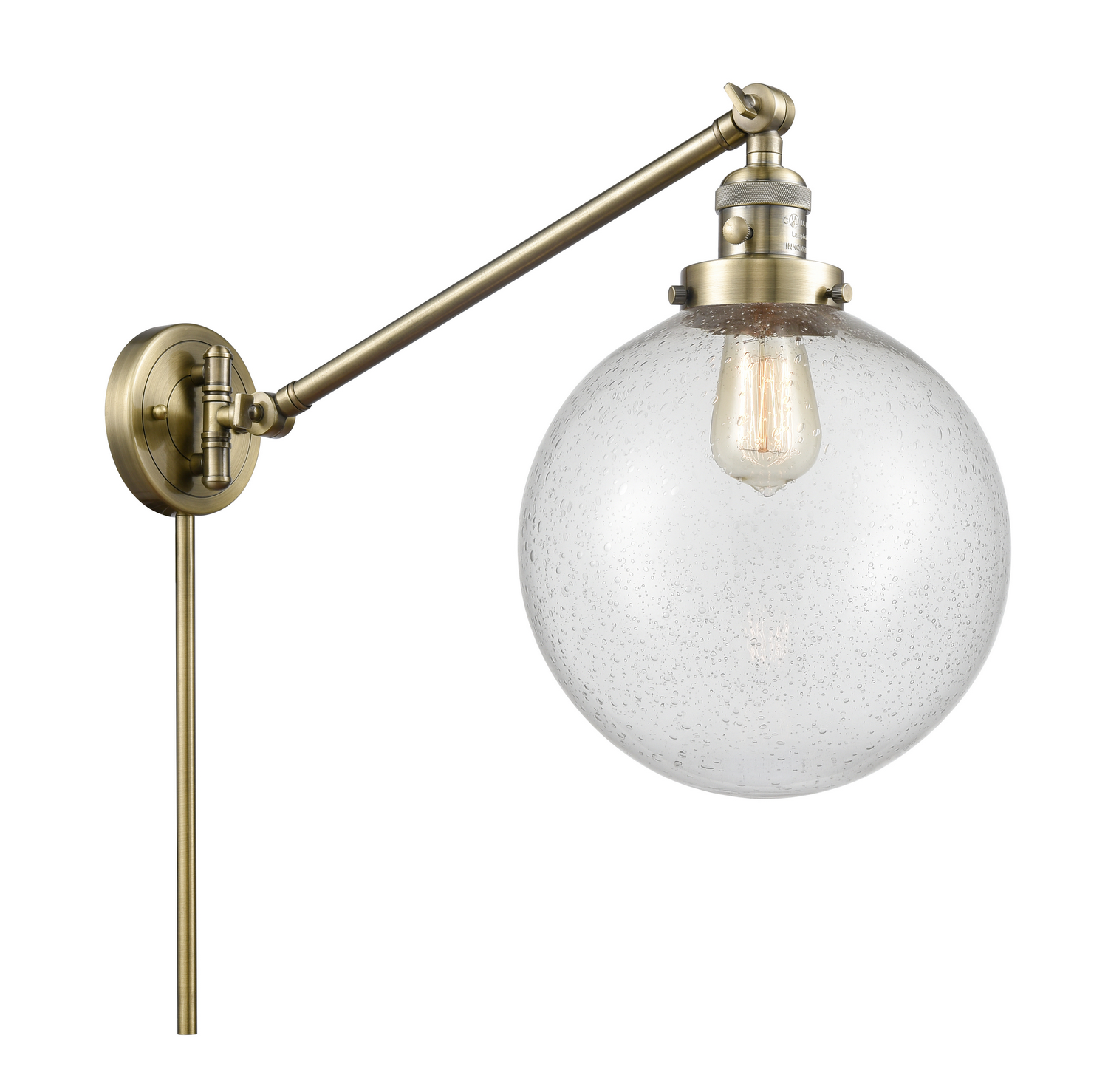 One Light Swing Arm by Innovations - Franklin Restoration Collection, Antique Brass Finish - 237-AB-G204-10