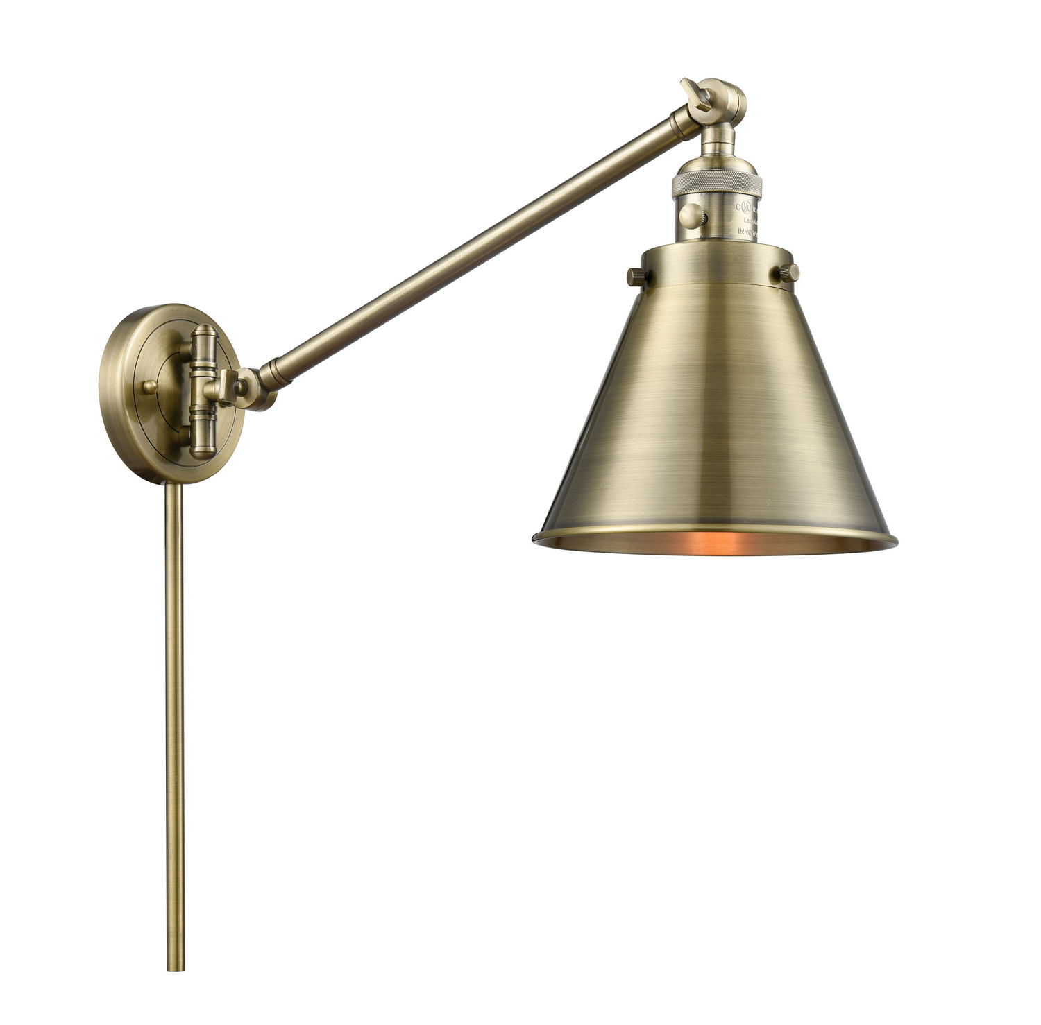 One Light Swing Arm by Innovations - Franklin Restoration Collection, Antique Brass Finish - 237-AB-M13-AB