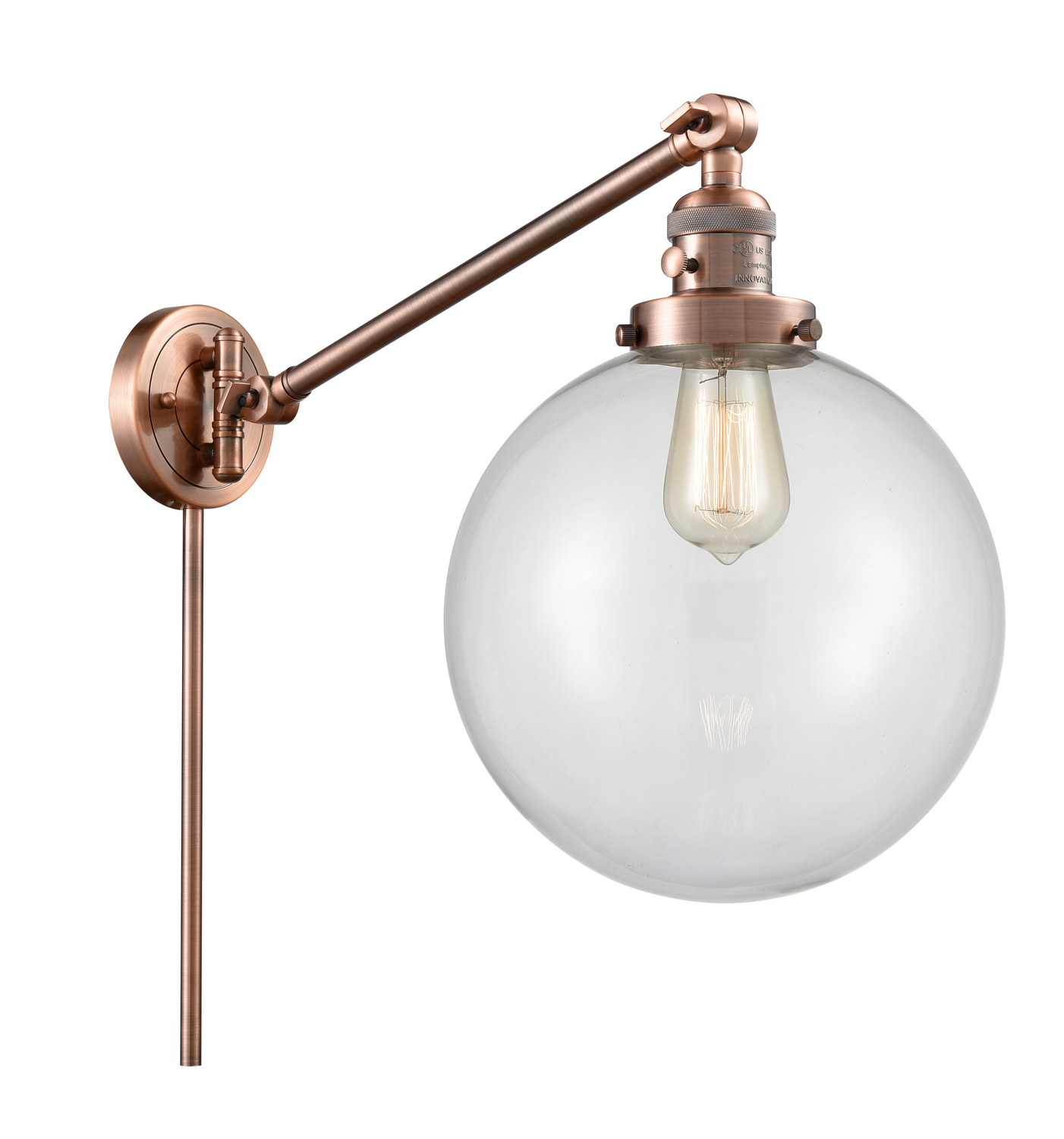 One Light Swing Arm by Innovations - Franklin Restoration Collection, Antique Copper Finish - 237-AC-G202-10