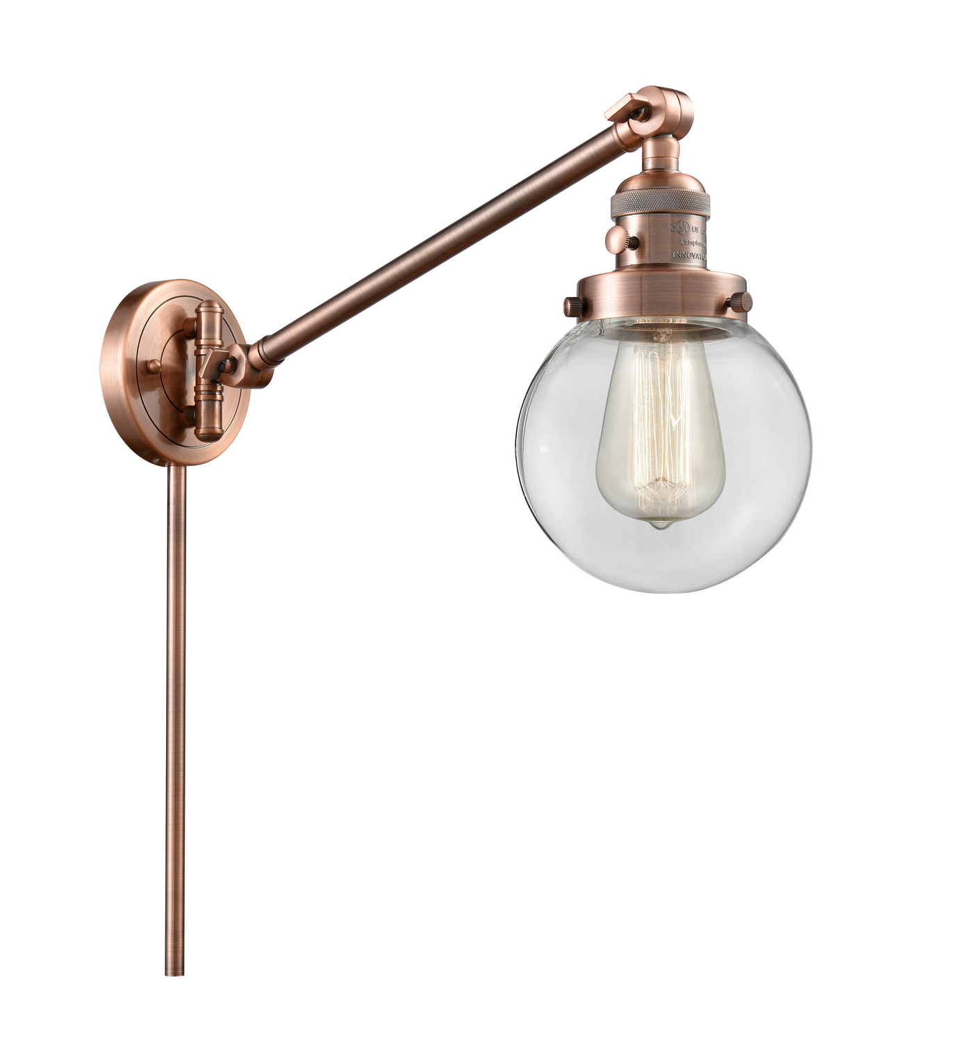 One Light Swing Arm by Innovations - Franklin Restoration Collection, Antique Copper Finish - 237-AC-G202-6