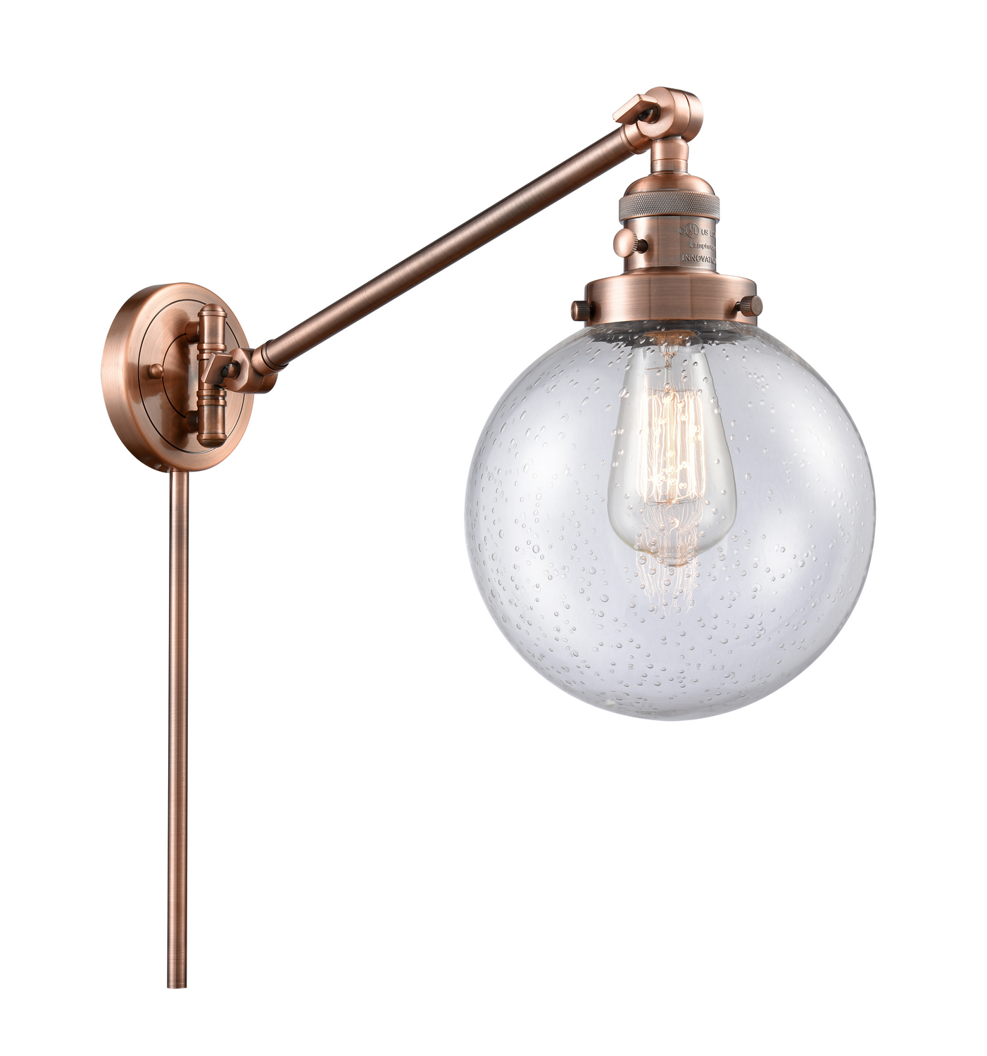 One Light Swing Arm by Innovations - Franklin Restoration Collection, Antique Copper Finish - 237-AC-G204-8