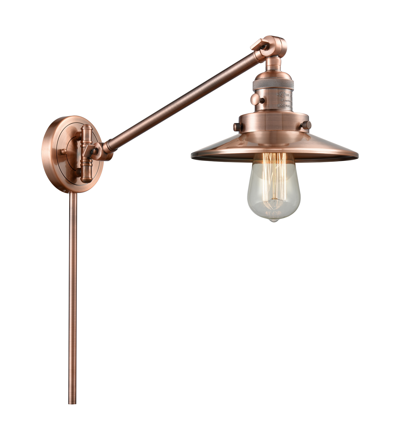 One Light Swing Arm by Innovations - Franklin Restoration Collection, Antique Copper Finish - 237-AC-M3-AC