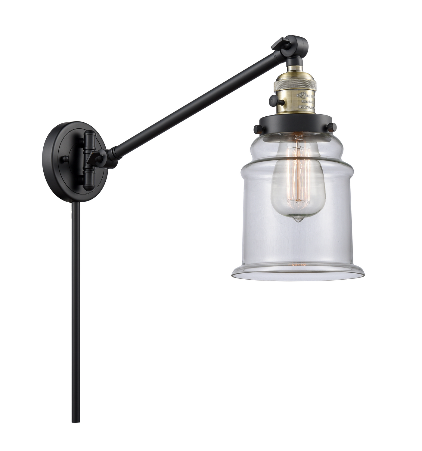 One Light Swing Arm by Innovations - Franklin Restoration Collection, Black Antique Brass Finish - 237-BAB-G182