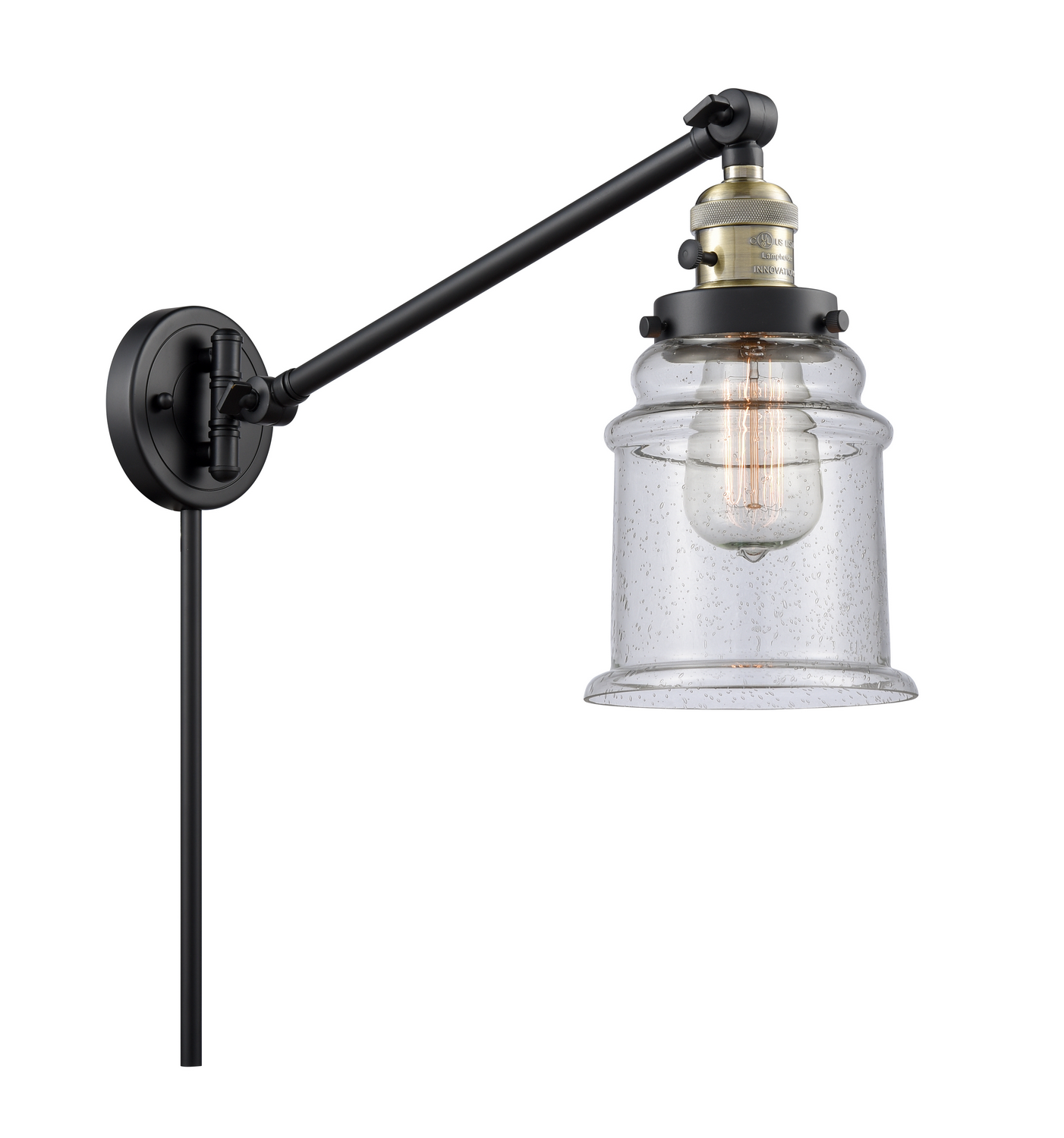 One Light Swing Arm by Innovations - Franklin Restoration Collection, Black Antique Brass Finish - 237-BAB-G184