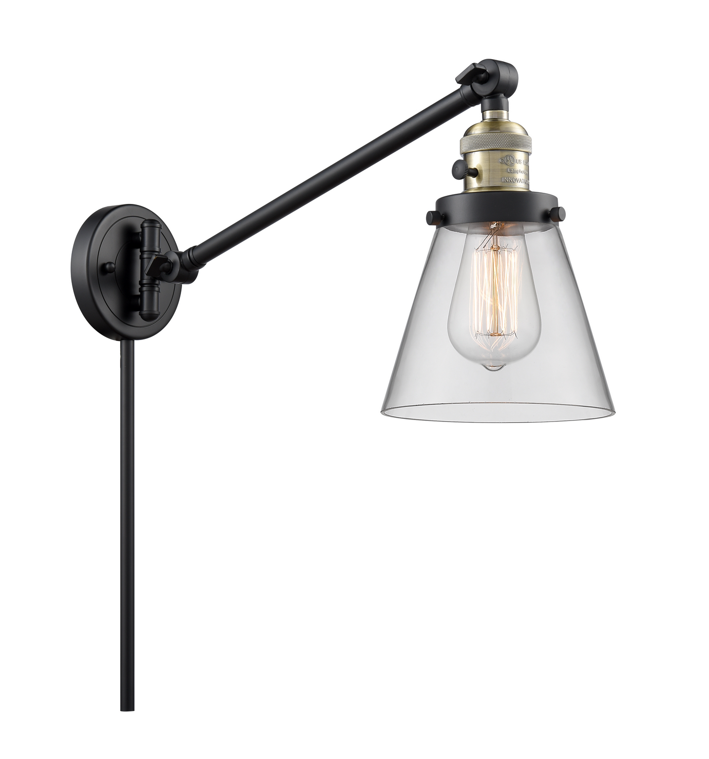 One Light Swing Arm by Innovations - Franklin Restoration Collection, Black Antique Brass Finish - 237-BAB-G62