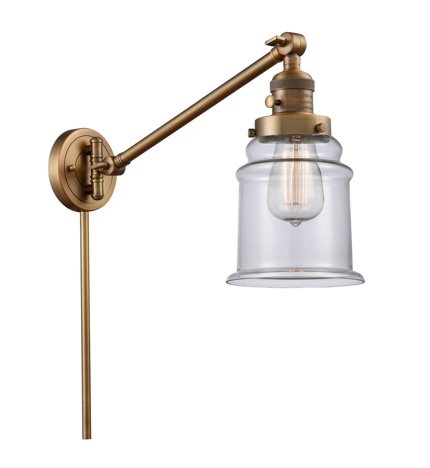 One Light Swing Arm by Innovations - Franklin Restoration Collection, Brushed Brass Finish - 237-BB-G182