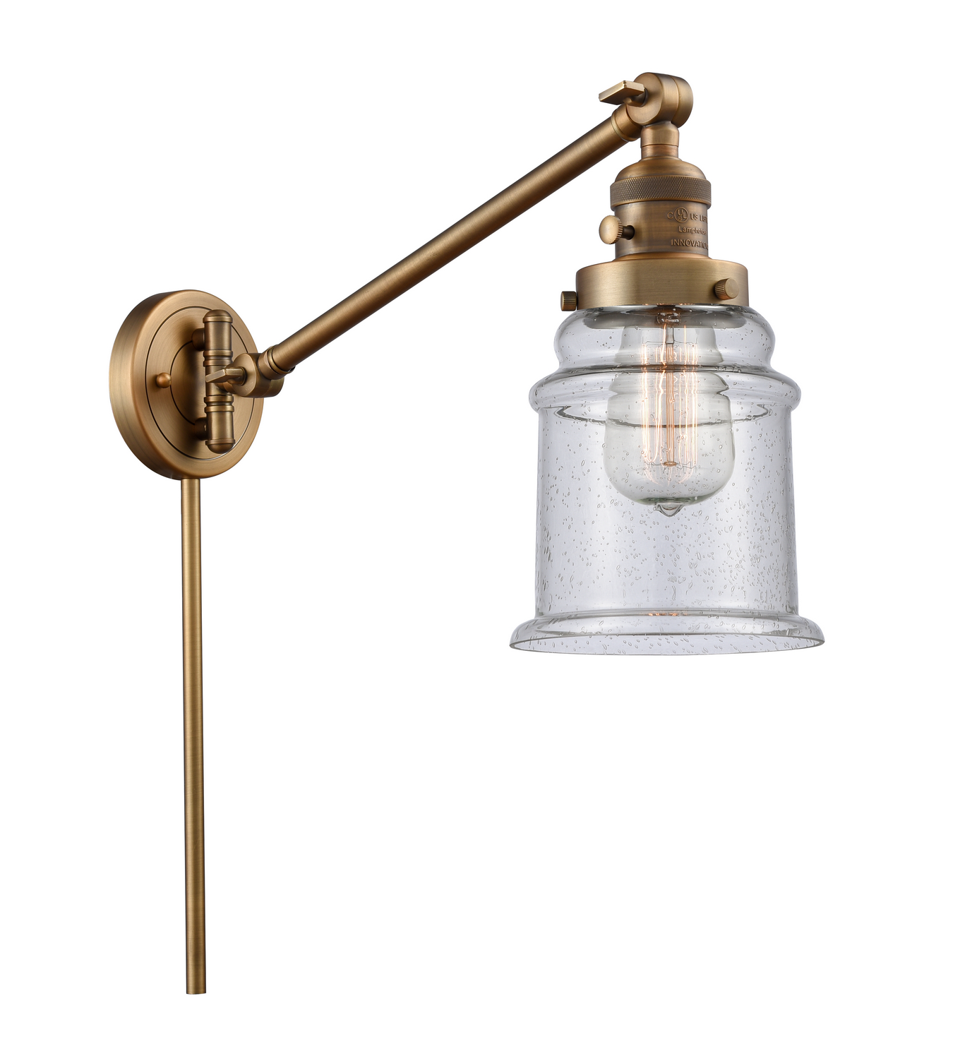 One Light Swing Arm by Innovations - Franklin Restoration Collection, Brushed Brass Finish - 237-BB-G184